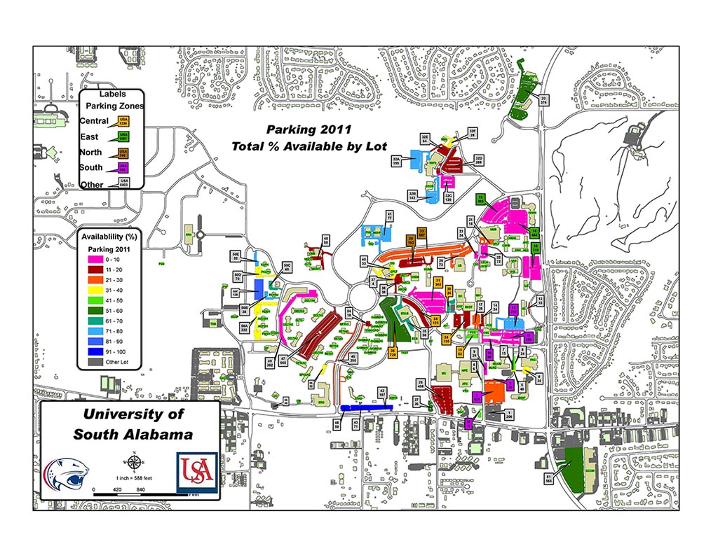 South Alabama Parking Map